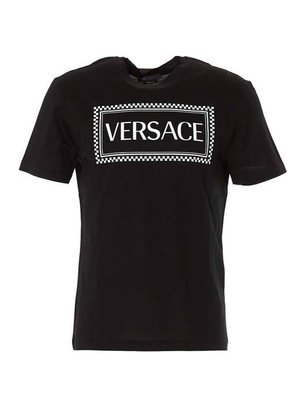 Box Logo Printed Short Sleeve T-Shirt Black - VERSACE - BALAAN 1