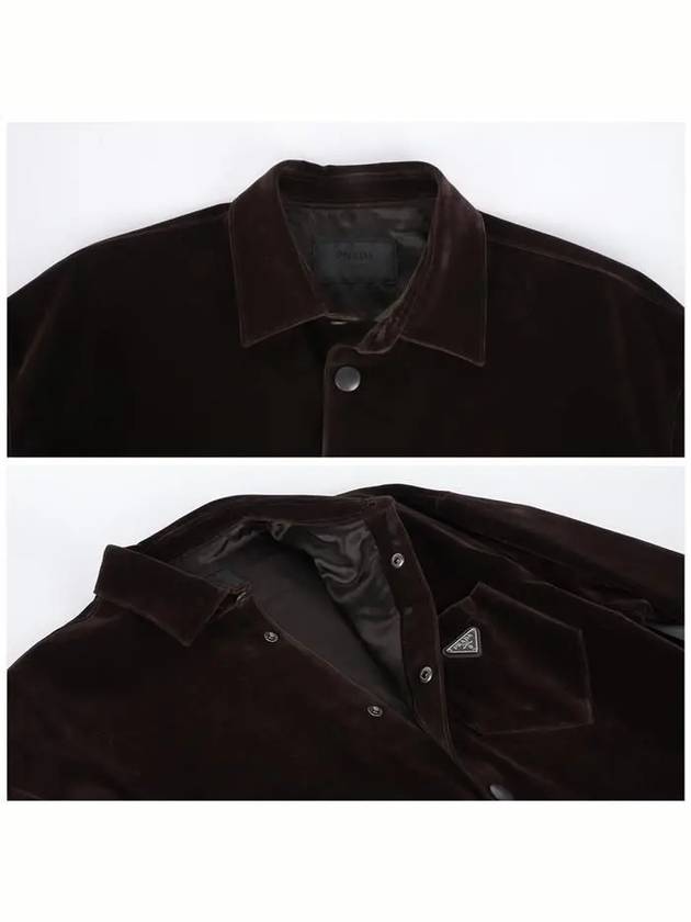 SC657 12HO F0192 Logo Velvet Overshirt - PRADA - BALAAN 5