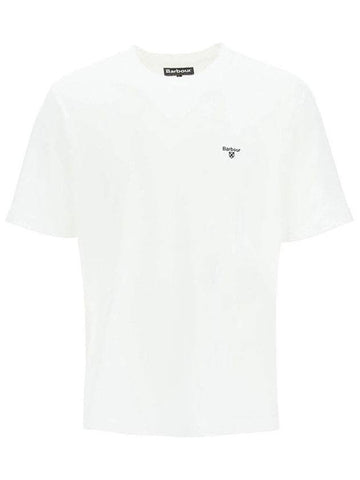 Embroidered Logo Round Neck Short Sleeve T-shirt White - BARBOUR - BALAAN 1