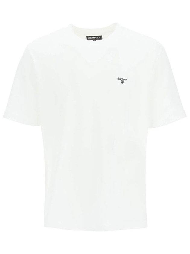 Embroidered Logo Round Neck Short Sleeve T-shirt White - BARBOUR - BALAAN 1