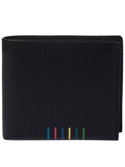 Striped Logo Leather Half Wallet Black - PAUL SMITH - BALAAN 2