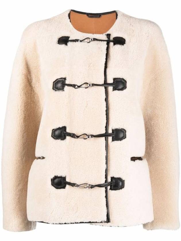 Women Teddy Shearling Jacket Cream - TOTEME - BALAAN 2