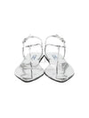 Triangle Logo Brushed Leather Flat Sandals Silver - PRADA - BALAAN 2