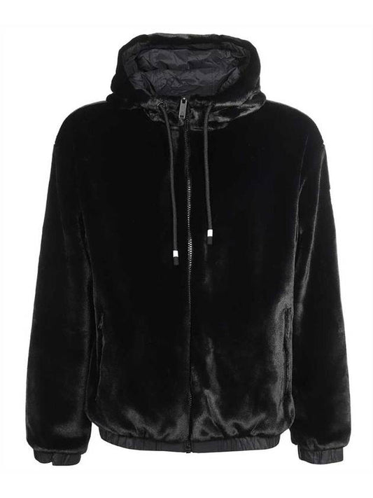 Logo Reversible Fake Fur Hooded Jacket Black - MOOSE KNUCKLES - BALAAN 1