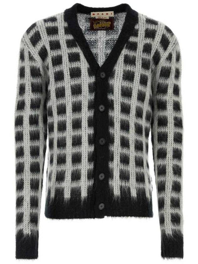 Check Brush Wool Cardigan White Black - MARNI - BALAAN 2