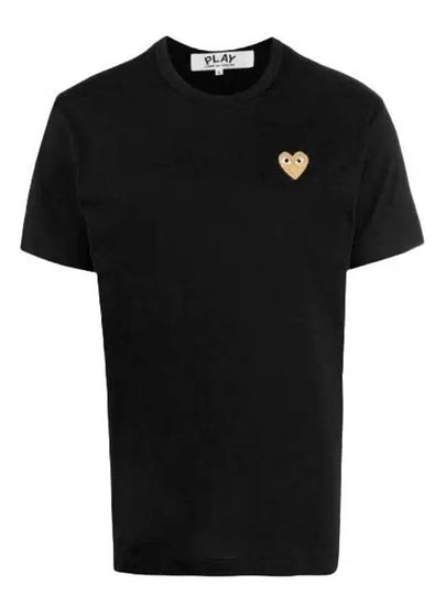 Small Gold Heart Wappen Short Sleeve T-Shirt Black P1 T216 1 - COMME DES GARCONS - BALAAN 2