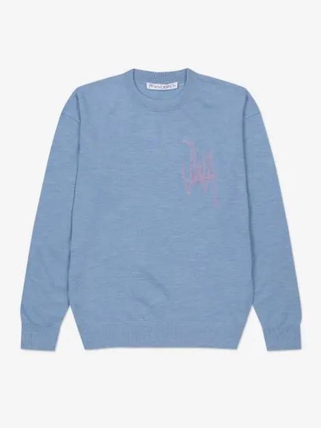 Logo Crew Neck Jumper Knit Top Blue - JW ANDERSON - BALAAN 2