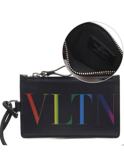 Rainbow VLTN Strap Card Wallet Black - VALENTINO - BALAAN 2