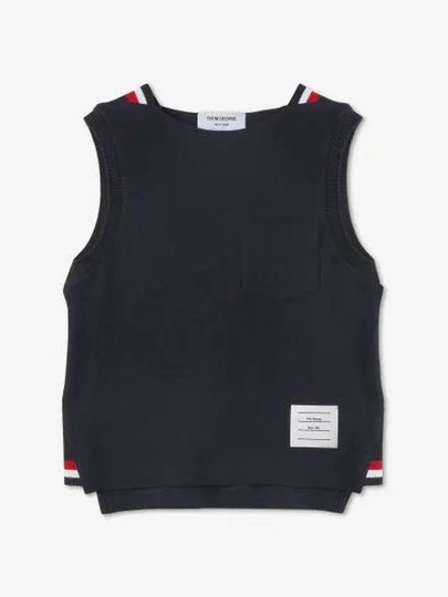 Women's Pick Rib Gusset Boat Neck Sleeveless Navy - THOM BROWNE - BALAAN 2