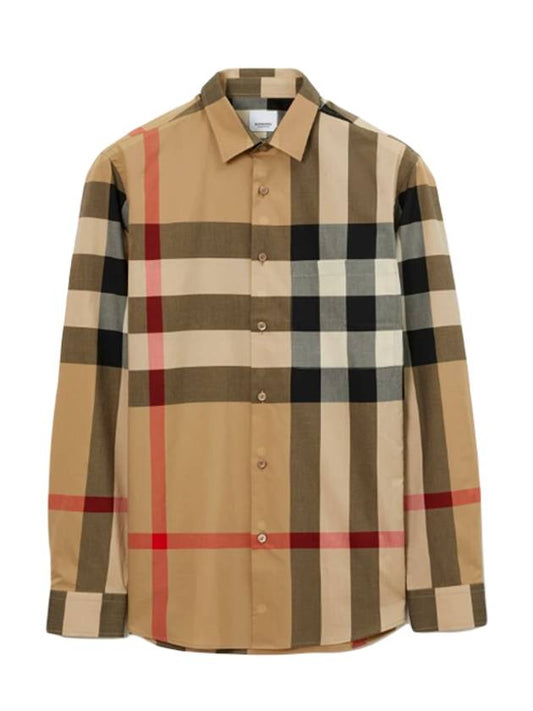 Check Cotton Long Sleeve Shirt Archive Beige - BURBERRY - BALAAN 2