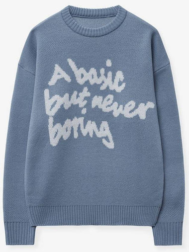 Slogan round knit sweater Alice blue - BLONDNINE - BALAAN 1