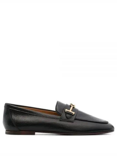 Women's Double T Logo Leather Loafers Black - TOD'S - BALAAN 2