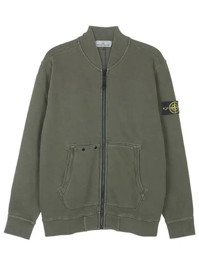 Logo Patch Zip Up Jacket Musk Green - STONE ISLAND - BALAAN 2