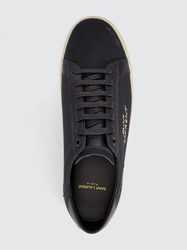 Court Classic SL06 Canvas Smooth Leather Low Top Sneakers Black - SAINT LAURENT - BALAAN 3