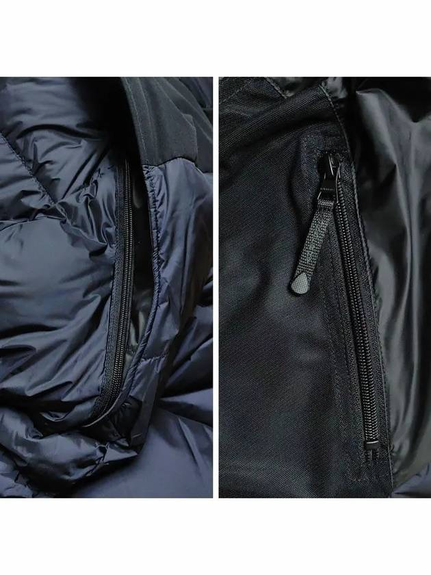 Detachable Sleeve Hooded Puffer Short Padded Jacket Navy - BURBERRY - BALAAN.