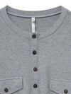 Ribbed henley neck long sleeve t shirt gray - NOIRER - BALAAN 11