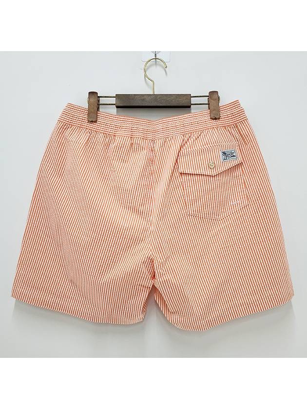 Logo Patch Striped Swim Shorts Orange - POLO RALPH LAUREN - BALAAN 4