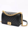 Boy Grained Calfskin Medium Cross Bag Black - CHANEL - BALAAN 3