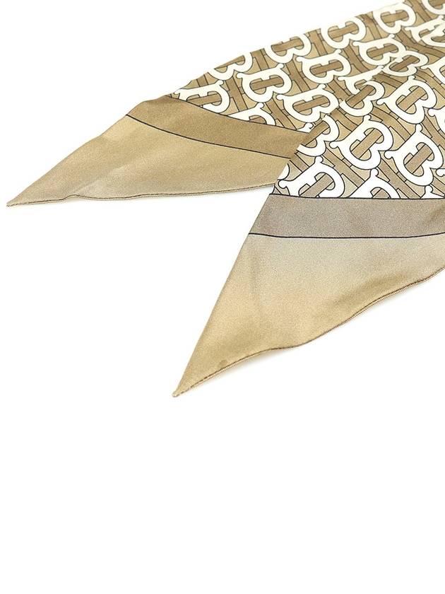 80111141 100 Silk Pale Olive TB Monogram Print Hair Scarf - BURBERRY - BALAAN 3