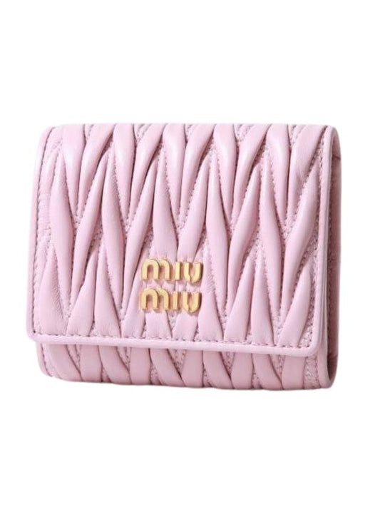 Small Matelasse Nappa Leather Half Wallet Alabaster Pink - MIU MIU - BALAAN 1