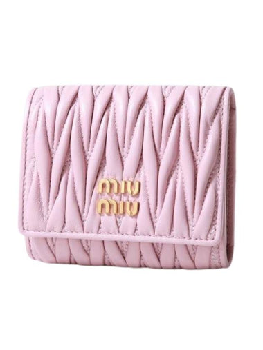 Matelasse Logo Nappa Leather Half Wallet Alabaster Pink - MIU MIU - BALAAN 1