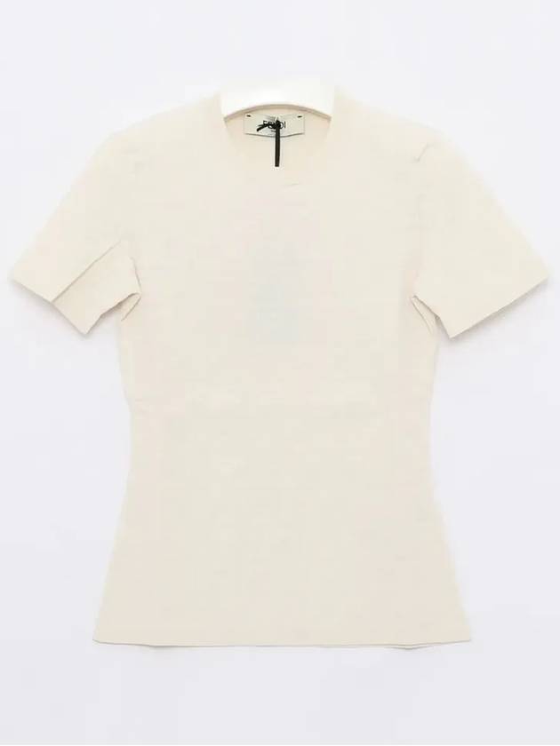 FF Viscose Short Sleeve Knit Top White - FENDI - BALAAN 3