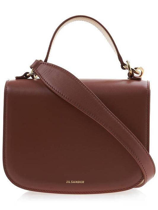 Logo Satchel Leather Small Cross Bag Brown - JIL SANDER - BALAAN.