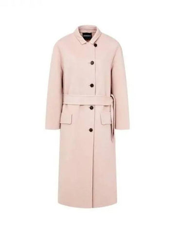 Women s Soft Wool Belted Single Coat Pink 270425 - EMPORIO ARMANI - BALAAN 1