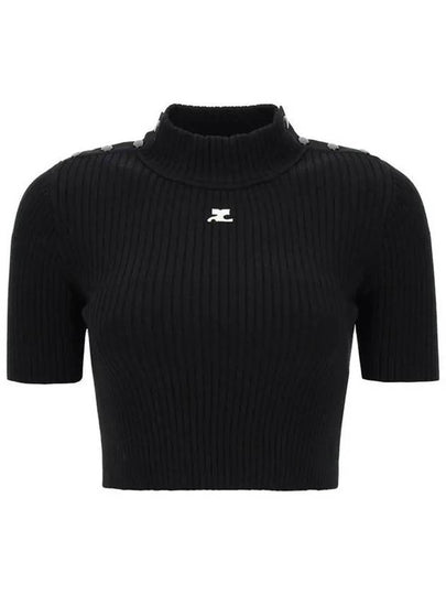 Crop Rib Knit Top Black - COURREGES - BALAAN 2