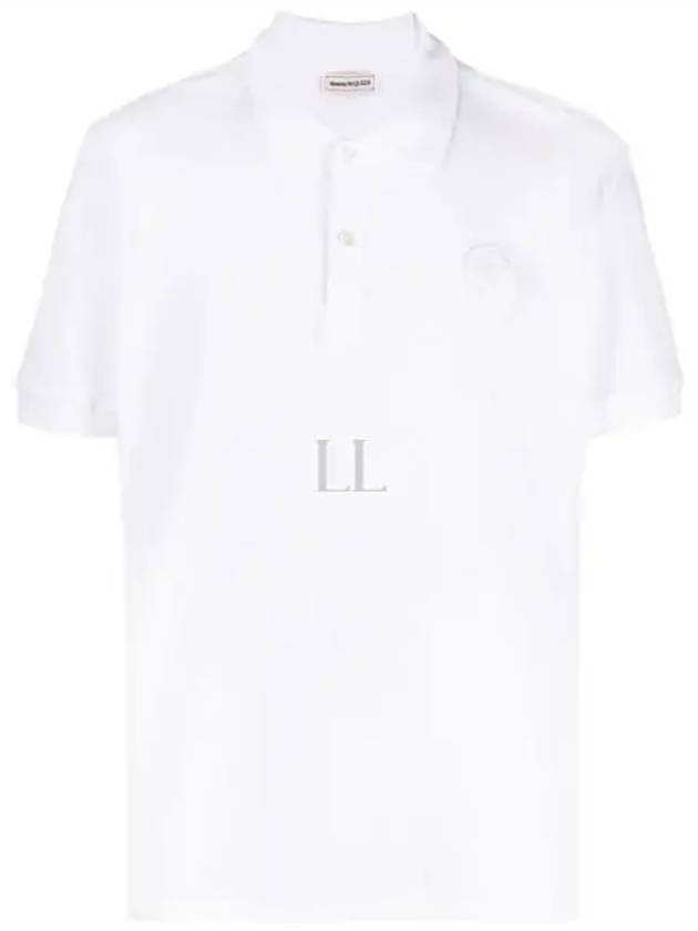 Skull Patch Short Sleeve Polo Shirt White - ALEXANDER MCQUEEN - BALAAN 2