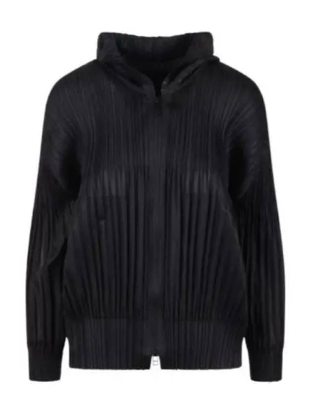 Fluffy Basic Pleated Hooded Zip-Up Black - ISSEY MIYAKE - BALAAN 2