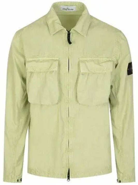 Front Pocket Wappen Patch Overshirt Zip-Up Jacket Light Green - STONE ISLAND - BALAAN 2