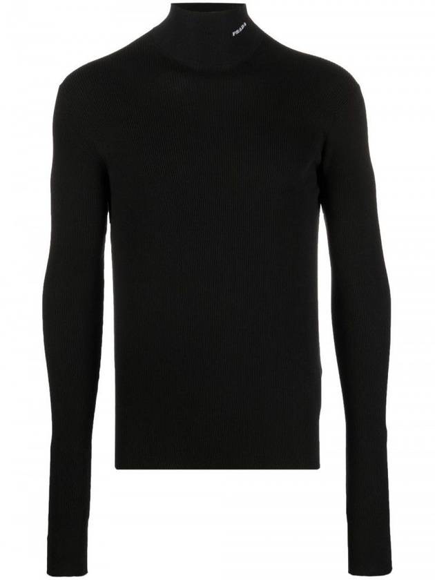 Logo Slim Fit Turtleneck Black - PRADA - BALAAN 1