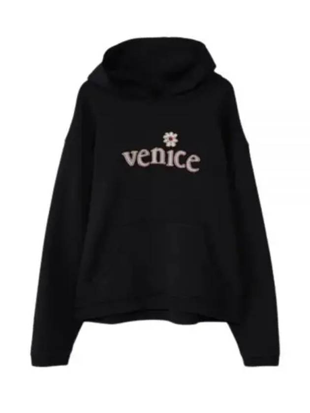 Venice Patch Hoodie Knit Black 07T021 Hooded Sweatshirt - ERL - BALAAN 1