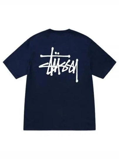 Basic Logo Cotton Short Sleeve T-Shirt Navy - STUSSY - BALAAN 2