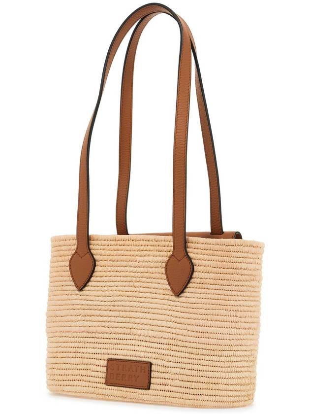 beige woven raffia bag with leather details - STRATHBERRY - BALAAN 3