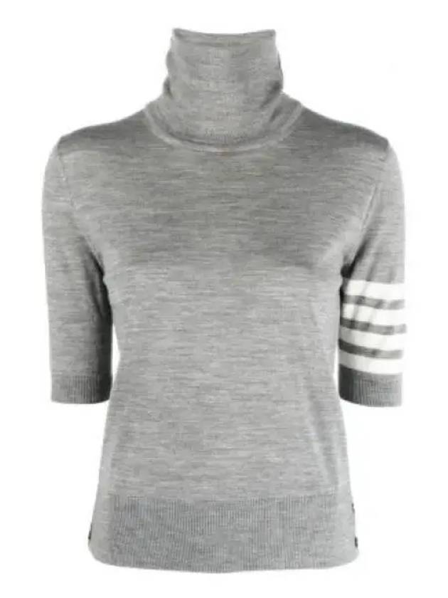 Fine Merino 4 Bar Relaxed Short Sleeve Turtleneck Grey - THOM BROWNE - BALAAN 2