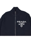 Men's Logo Zip-up Wool Cashmere Cardigan Navy - PRADA - BALAAN 4