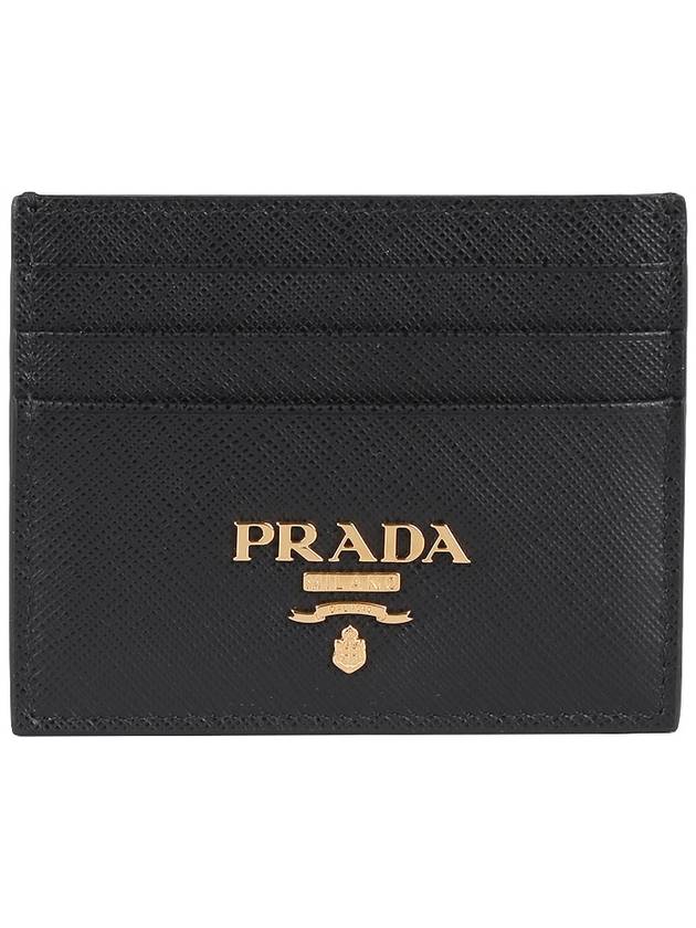 Metal Logo Saffiano Card Wallet Black - PRADA - BALAAN 2