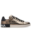Metallic Calfskin Nappa Low Top Sneakers Gold - DOLCE&GABBANA - BALAAN 1