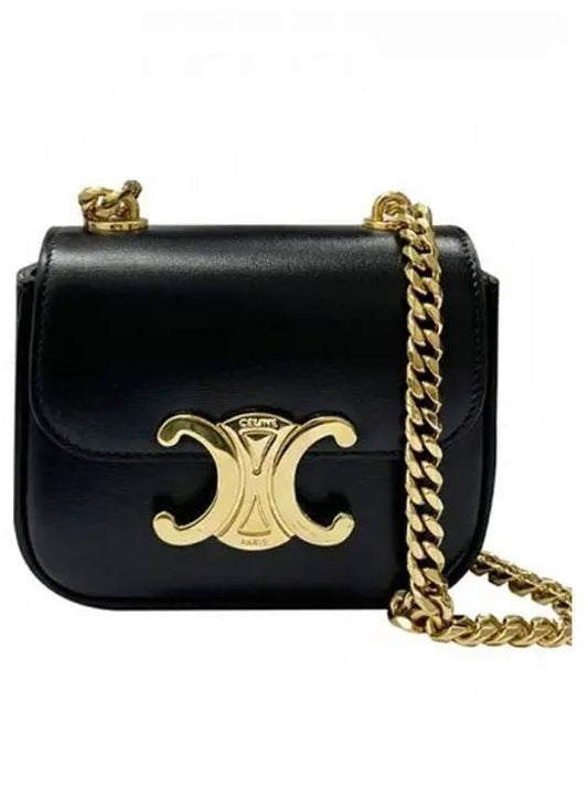 Mini Clad Chain Shiny Calf Skin Cross Bag Black 271316 - CELINE - BALAAN 1