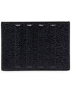 Debossed 4 Bar Pebble Grain Card Wallet Black - THOM BROWNE - BALAAN 4