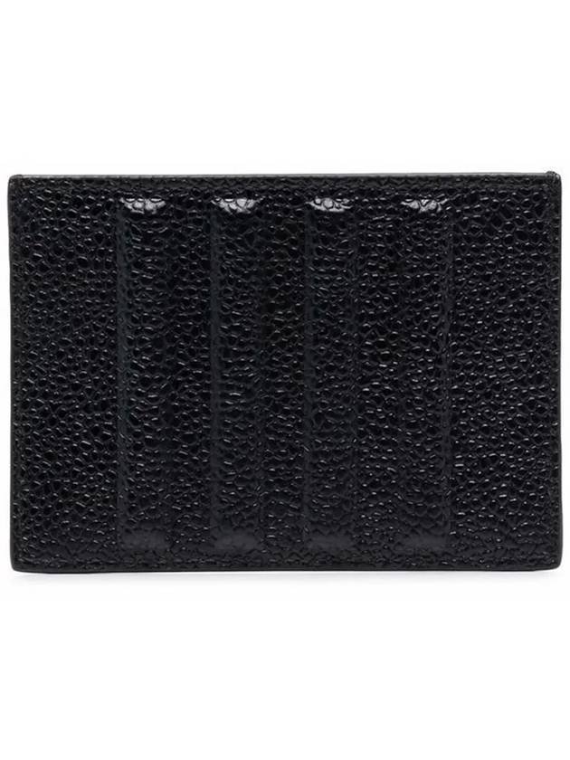 Debossed 4 Bar Pebble Grain Card Wallet Black - THOM BROWNE - BALAAN 4