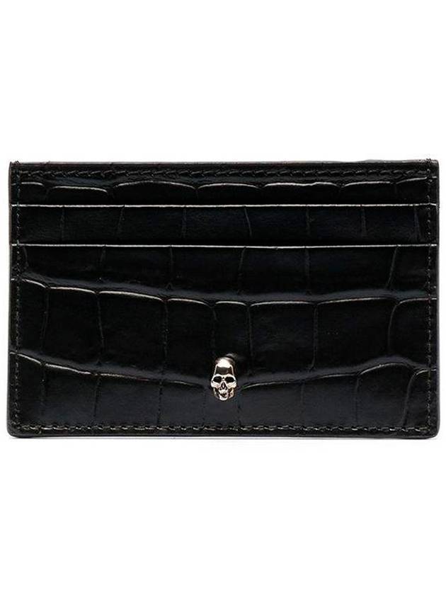 Embossed Croc Card Wallet Black - ALEXANDER MCQUEEN - BALAAN 1