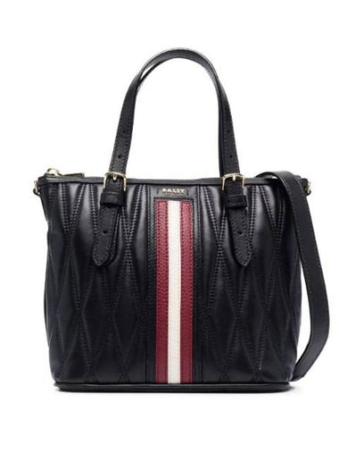 Damira Quilted Logo Leather Tote Bag Black - BALLY - BALAAN 1