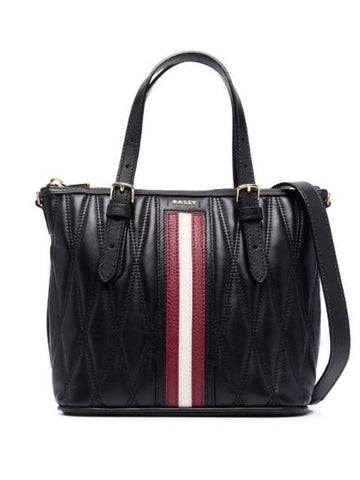 Damira Quilted Logo Leather Tote Bag Black - BALLY - BALAAN 1