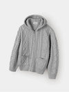 Two way cable hood zip up knit gray - INDUST - BALAAN 9