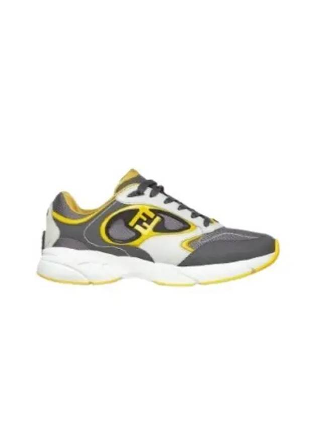 Forward Mesh Leather Low Top Sneakers Yellow Grey - FENDI - BALAAN 2