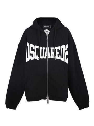 Logo Zip-Up Hoodie Black - DSQUARED2 - BALAAN 1