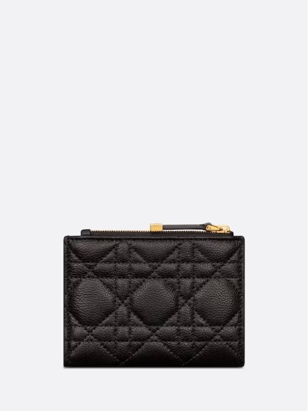 Caro Dahlia Supple Cannage Calfskin Half Wallet Black - DIOR - BALAAN 6